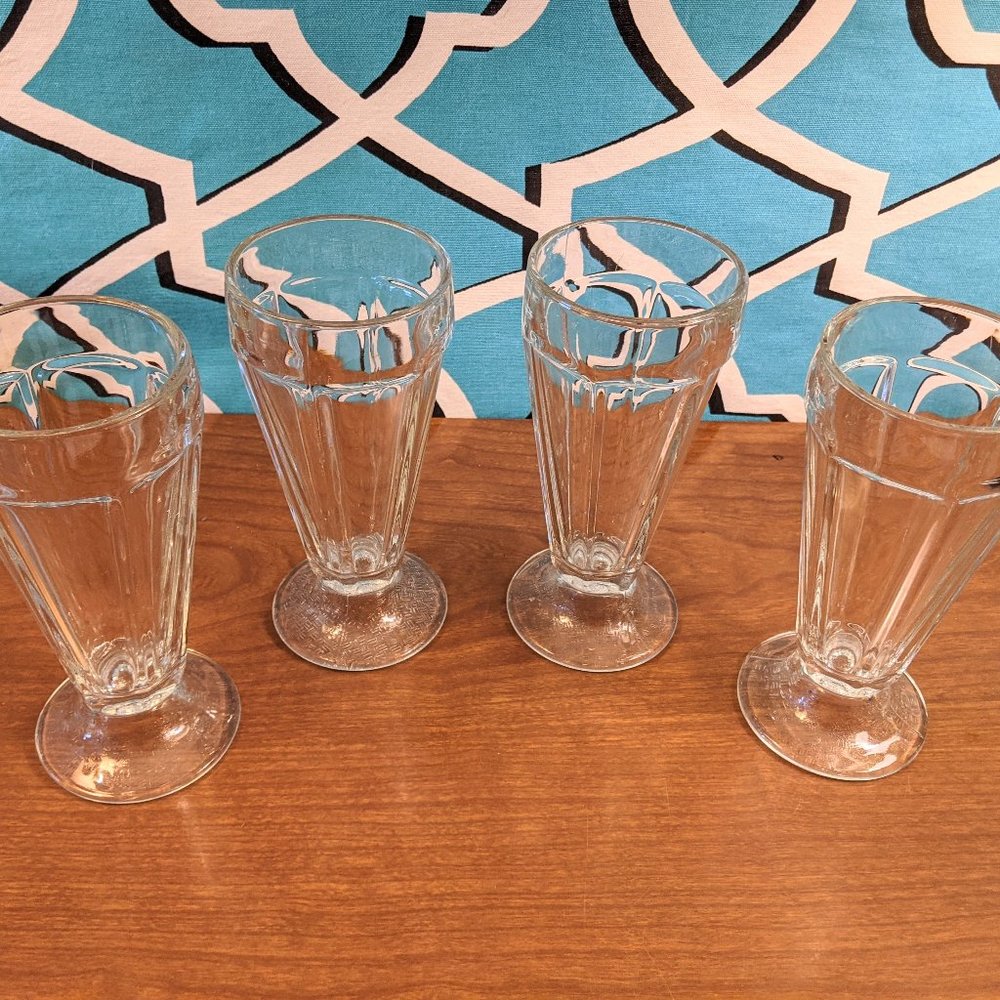 Vintage 1960s soda fountain sundae milkshake glasses high tumblers set of 4
